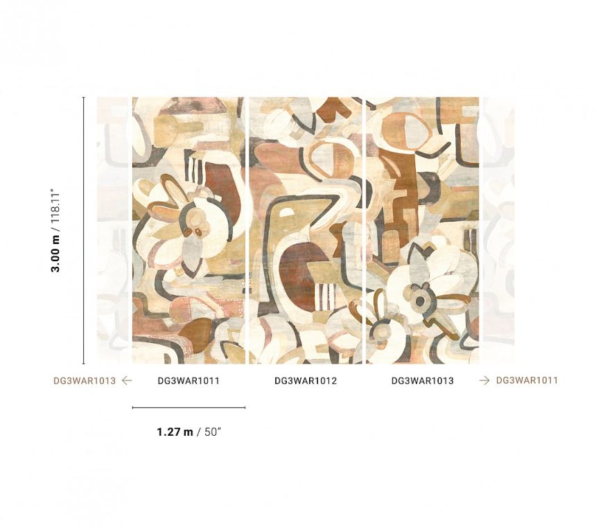 Braun-beige grafische Fototapete, DG3WAR1011, Wall Designs III, Khroma by Masureel