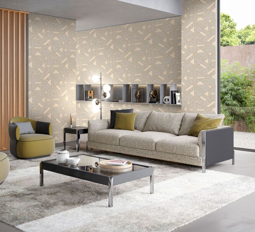 Cremefarbene Luxustapete mit geometrischen Mustern, Z18943, Trussardi 7, Zambaiti Parati