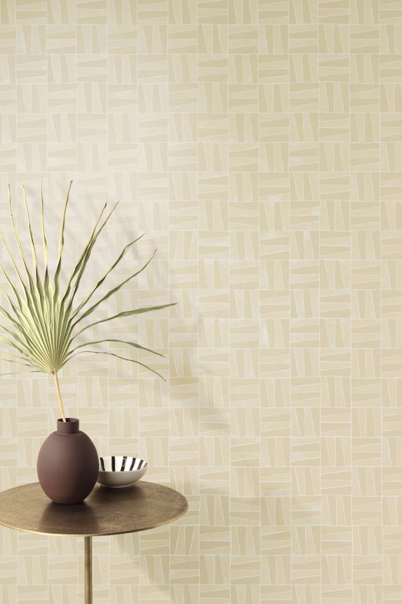 Beige Tapete mit geometrischem Muster, YSA301, Mysa, Khroma by Masuree