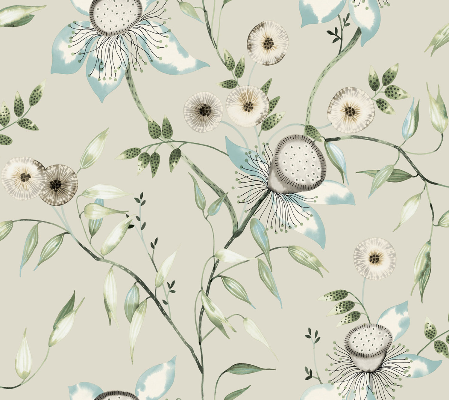 Beige florale Vliestapete, BL1794, Blooms Second Edition Resource Library, York