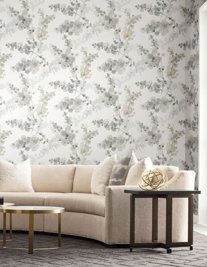 Grau-beige florale Vliestapete, EV3971, Candice Olson Casual Elegance, York