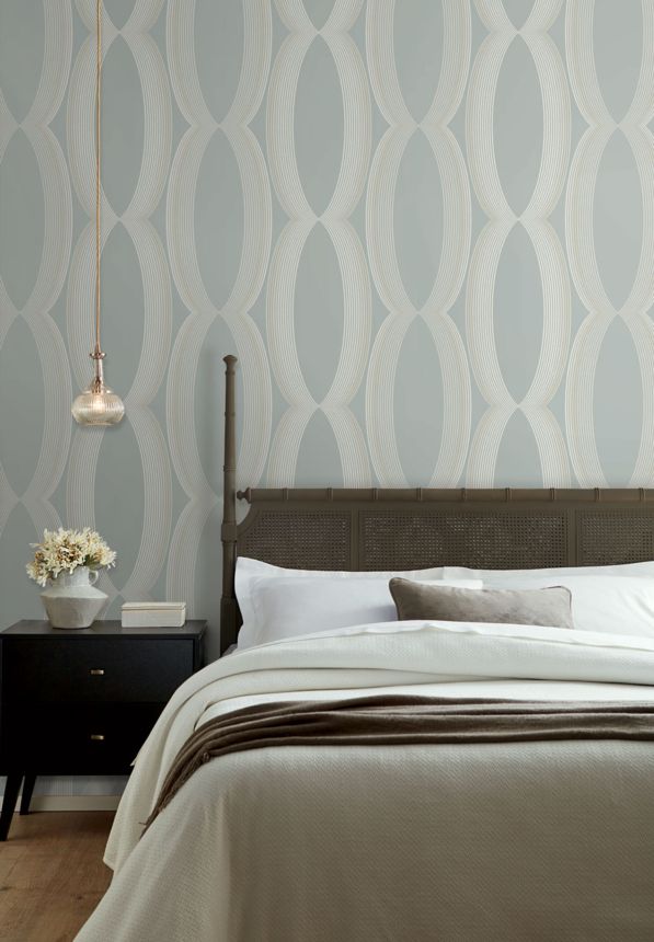 Graublaue Tapete, geometrisches Muster, EV3985, Candice Olson Casual Elegance, York