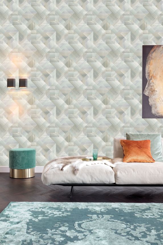 Grau-beige Tapete mit geometrischen Mustern, UR3223, Universe 4, Grandeco