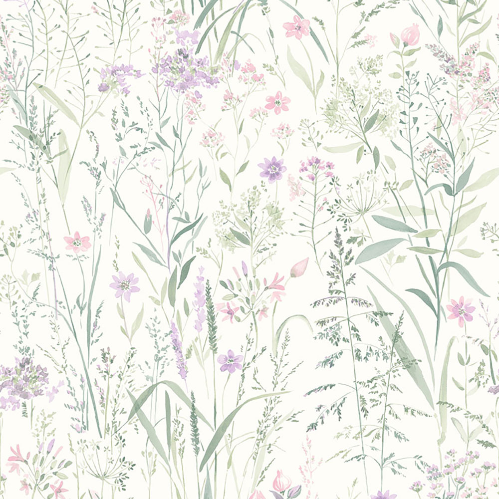 Weiße Vliestapete, Wiesenblumen und Gräser, UR3319, Universe 4, Grandeco