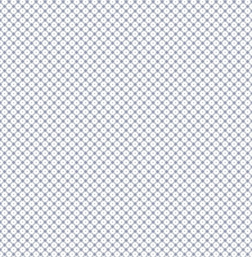 Weiß-blaue Vliestapete mit Gittermuster, 120135, Laura Ashley 3