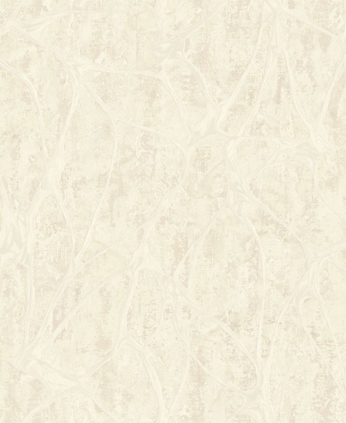 Cremefarbene Luxustapete mit markantem Metallic-Muster, 56806, Aurum II, Limonta