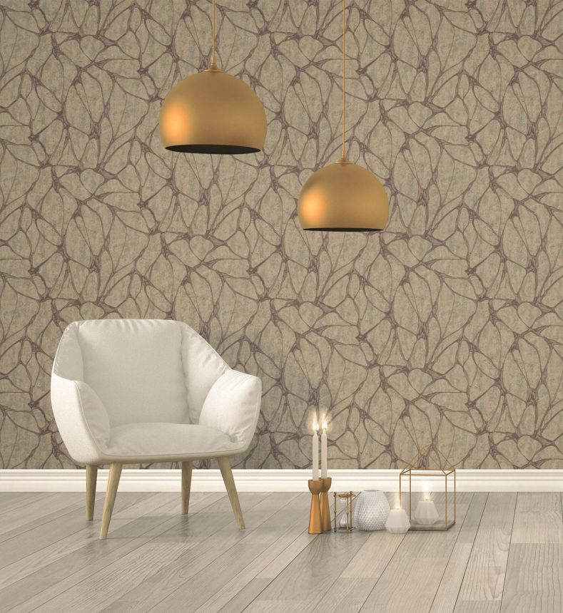 Schwarze Luxustapete mit markantem Metallic-Muster, 56808, Aurum II, Limonta