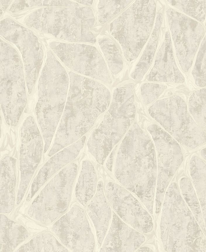 Silberbeige Luxustapete mit markantem Metallic-Muster, 56817, Aurum II, Limonta