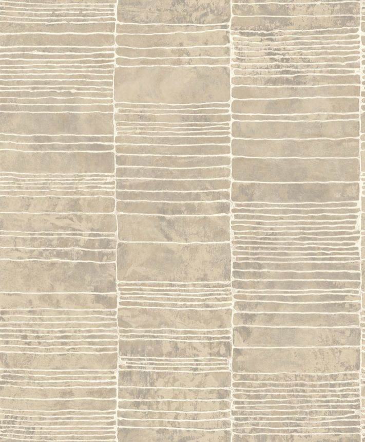 Beige-graue Luxustapete mit geometrischem Muster, 57423, Aurum II, Limonta