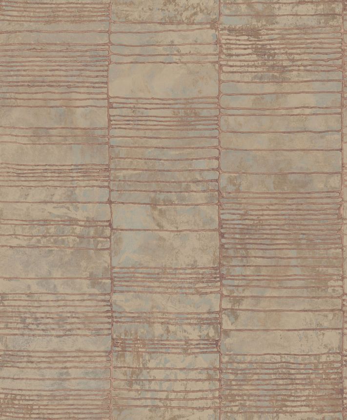Bronzefarbene Luxustapete mit geometrischem Muster, 57425, Aurum II, Limonta