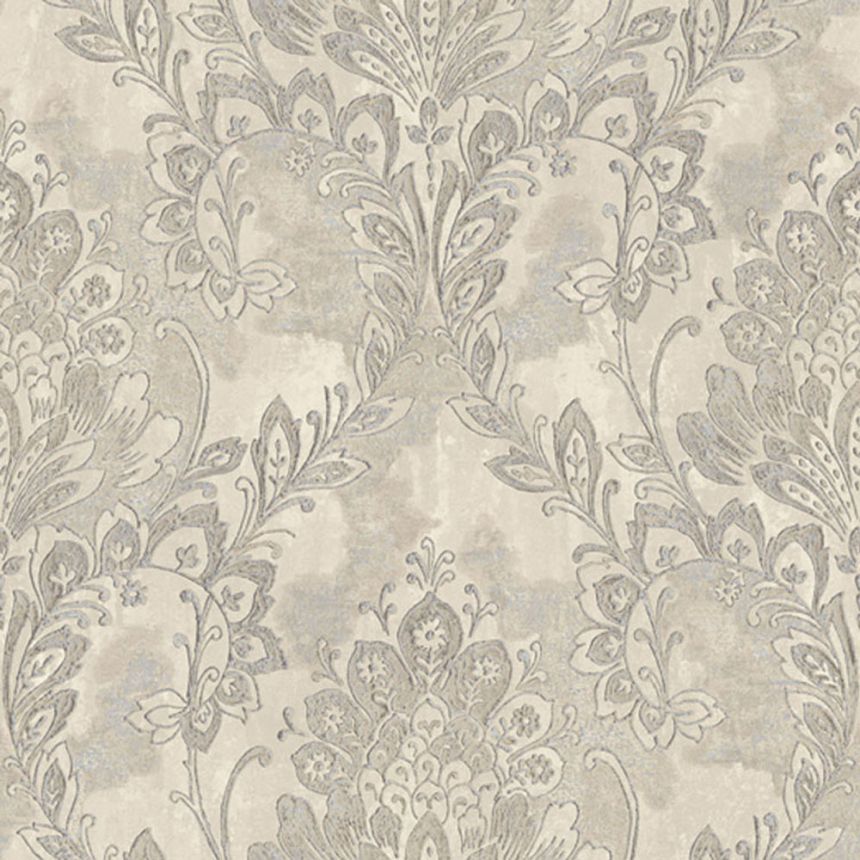 Grau-silberne Vliestapete mit Barockmotiv 78424, Makalle II, Limonta