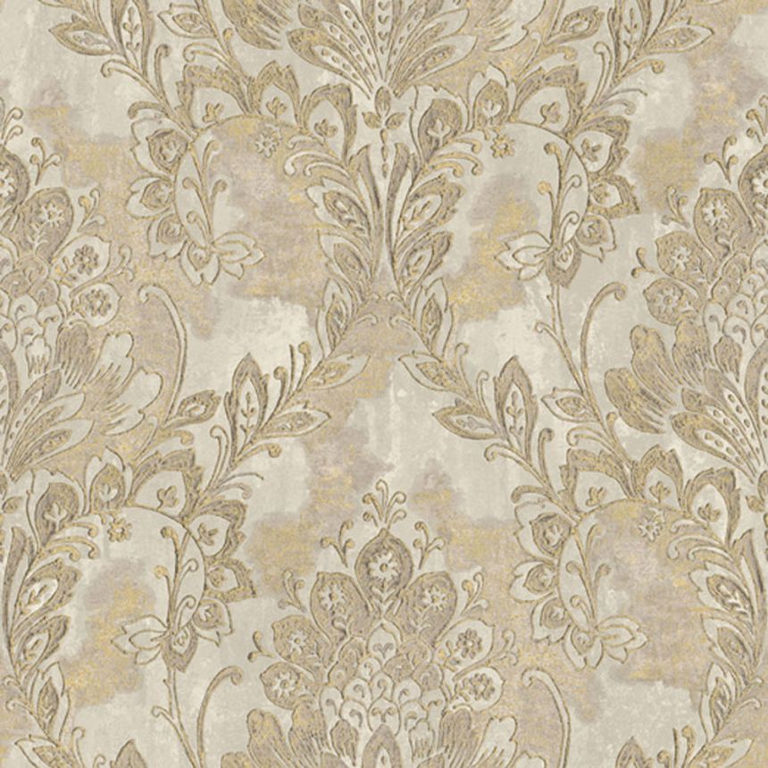 Grau-goldene Vliestapete mit Barockmotiv 78427, Makalle II, Limonta