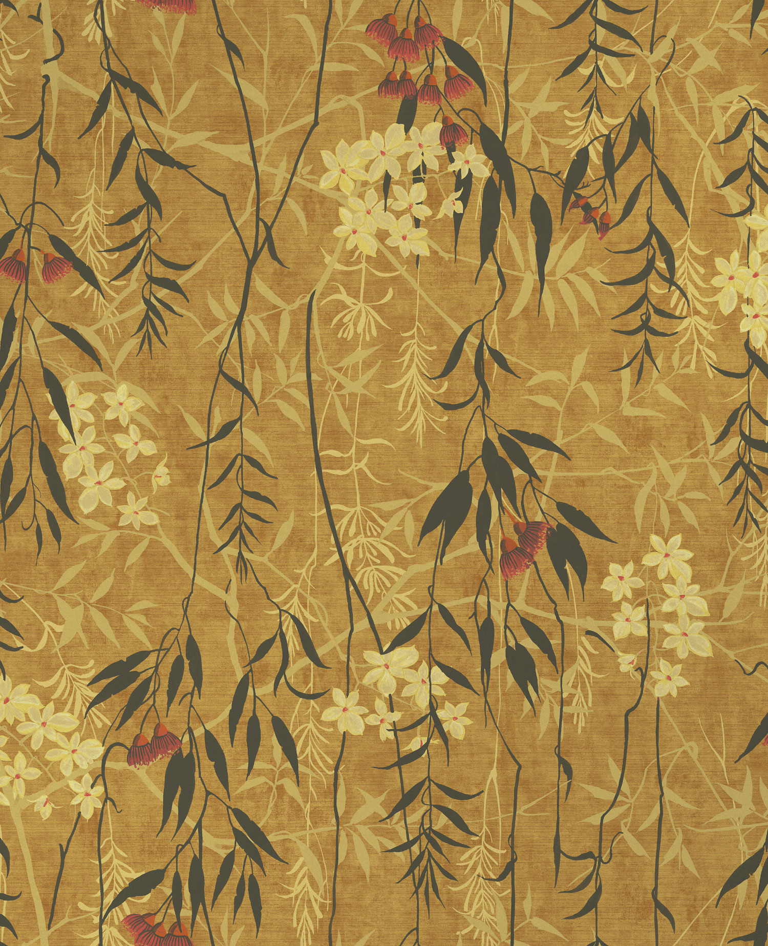 Senffarbene Vliestapete mit Blumen, 120610, Retreat, Graham&Brown Premium