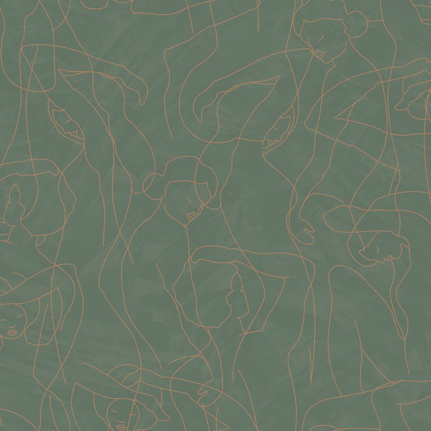 Grafische Vliestapete, Figurenumrisse, grün, SO27047, Soleado, Decoprint