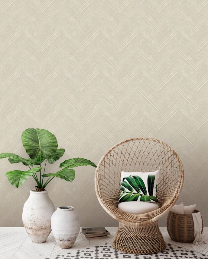Vliestapete, grau-beige, Stoffimitat, Streifen, NHW1019, Perla, Decoprint