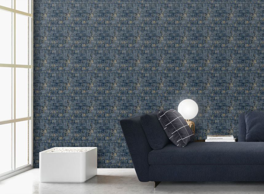 Tapete in blau-bronzener Korkoptik, NHW1031, Perla, Decoprint