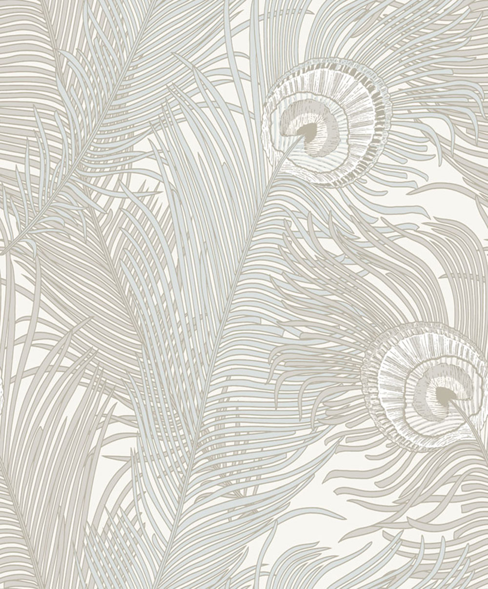 Vliestapete, creme, Pfauenfedern, NHW1044, Perla, Decoprint