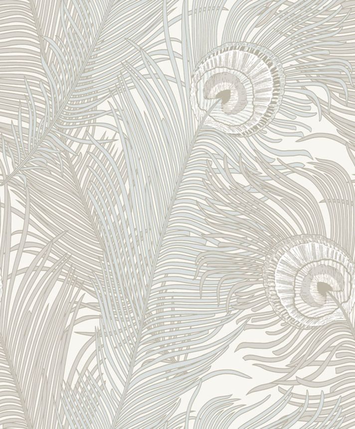 Vliestapete, creme, Pfauenfedern, NHW1044, Perla, Decoprint