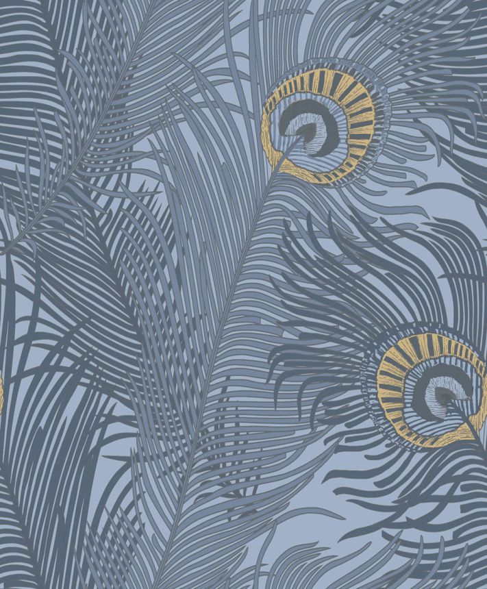 Vliestapete, blau, Pfauenfedern, NHW1046, Perla, Decoprint