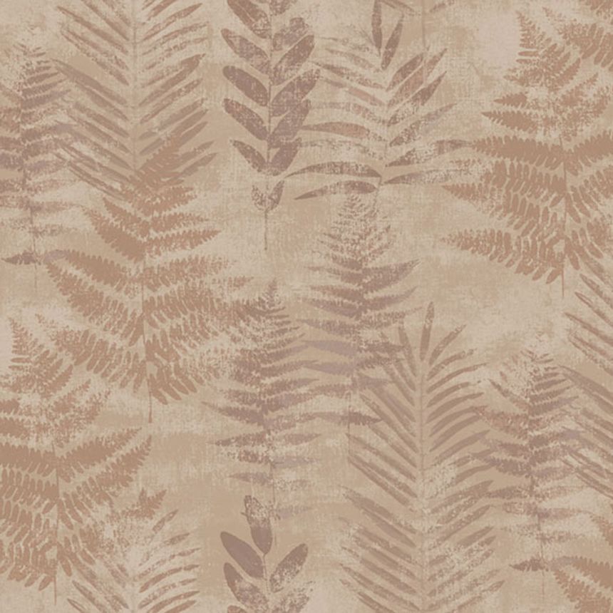Terrakotta Vliestapete mit Blättern, RE25153, Reflect, Decoprint