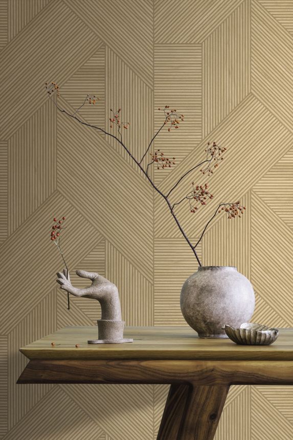 Geometrische Tapete in grau-beige, RE25180, Reflect, Decoprint