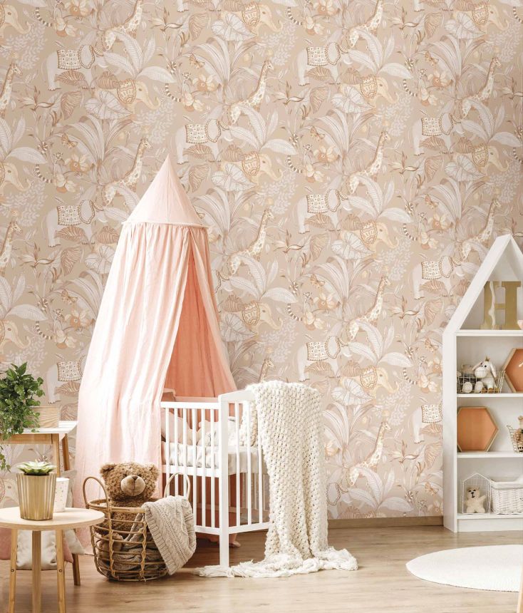 Beige Kindertapete mit Tieren, 17109, MiniMe, Cristiana Masi by Parato