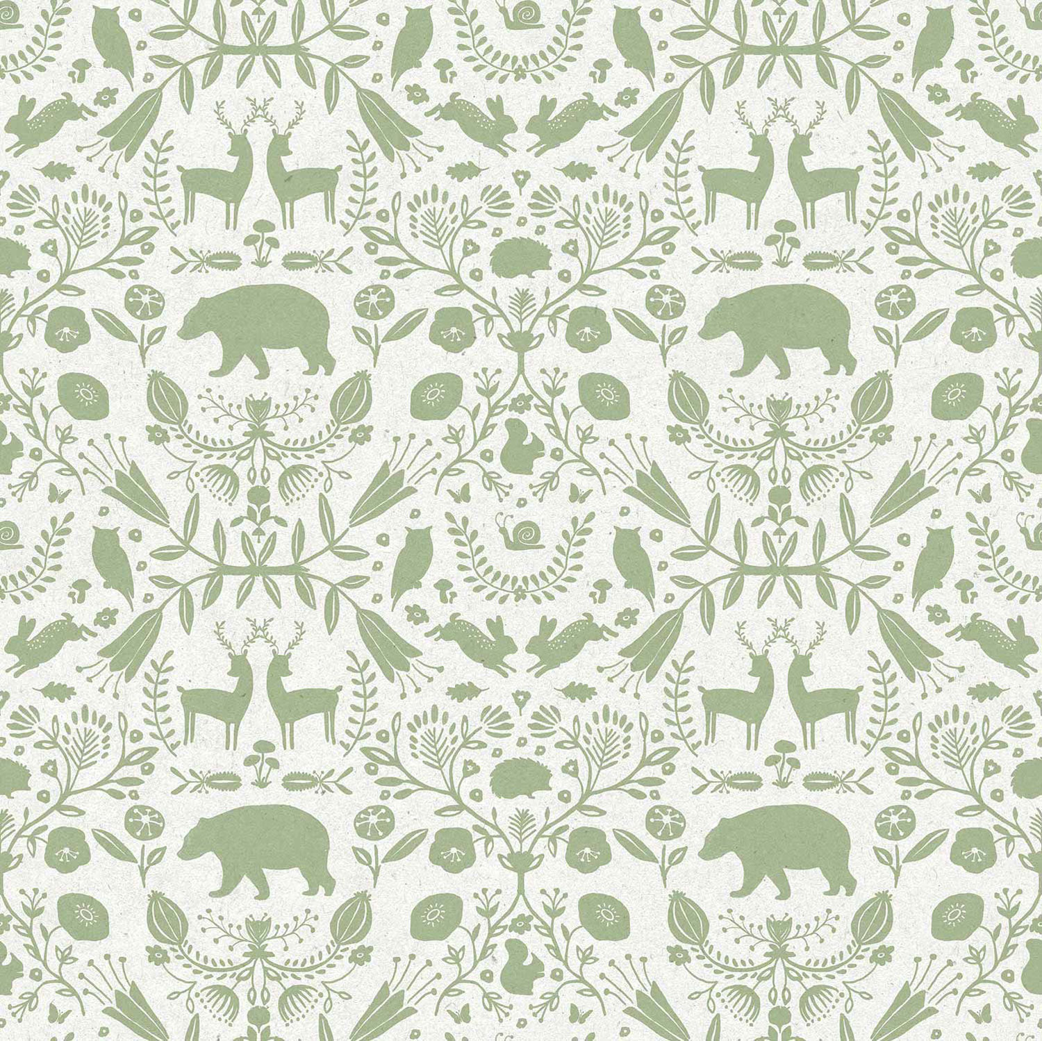 Grün-weiße Kindertapete mit Tieren, 17142, MiniMe, Cristiana Masi by Parato