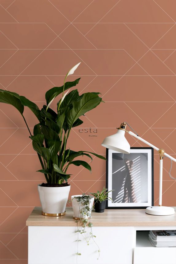 Geometrische Vliestapete, braun, 139373, Bloom, Esta Home