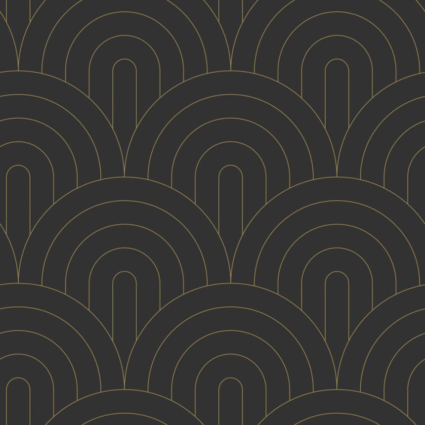 Vliestapete, Art deco, schwarz-gold, 139742, Bloom, Esta Home