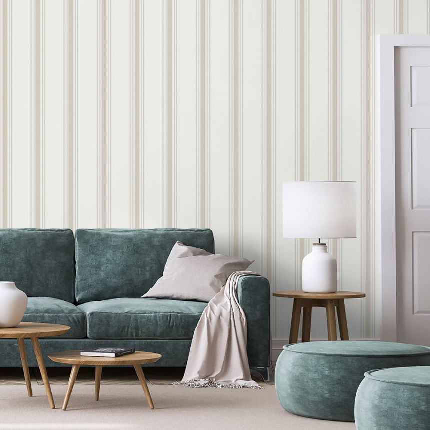Vliestapete, beige, Streifen,  9810-2, Essential Stripes, ICH Wallcoverings