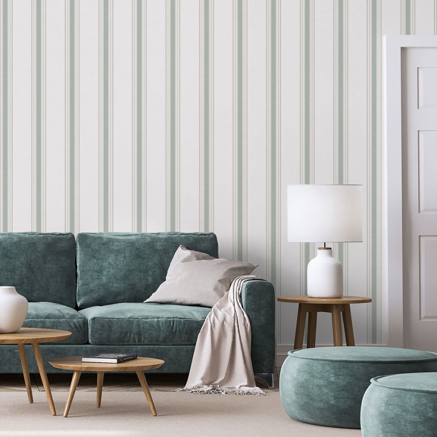 Vliestapete, grün, Streifen,  9810-4, Essential Stripes, ICH Wallcoverings