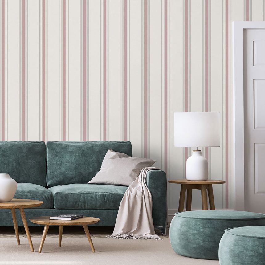 Vliestapete, rosa, Streifen,  9810-5, Essential Stripes, ICH Wallcoverings