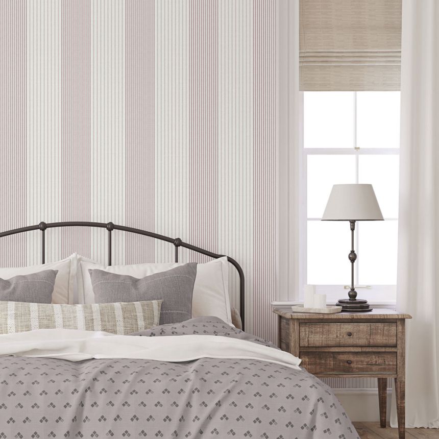 Vliestapete, rosa, Streifen,  9811-6, Essential Stripes, ICH Wallcoverings