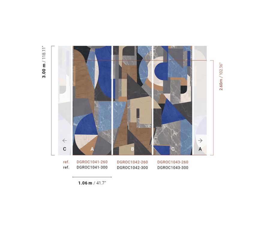 Grafische Fototapete, blau, DGROC1043-300, Rock, Masureel