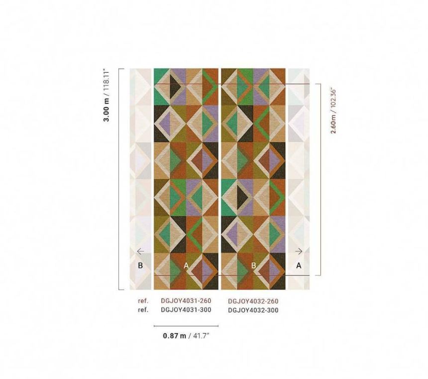 Geometrische Vliestapete Wandbilder, braun-grün, DGJOY4032-260, Joy, Masureel