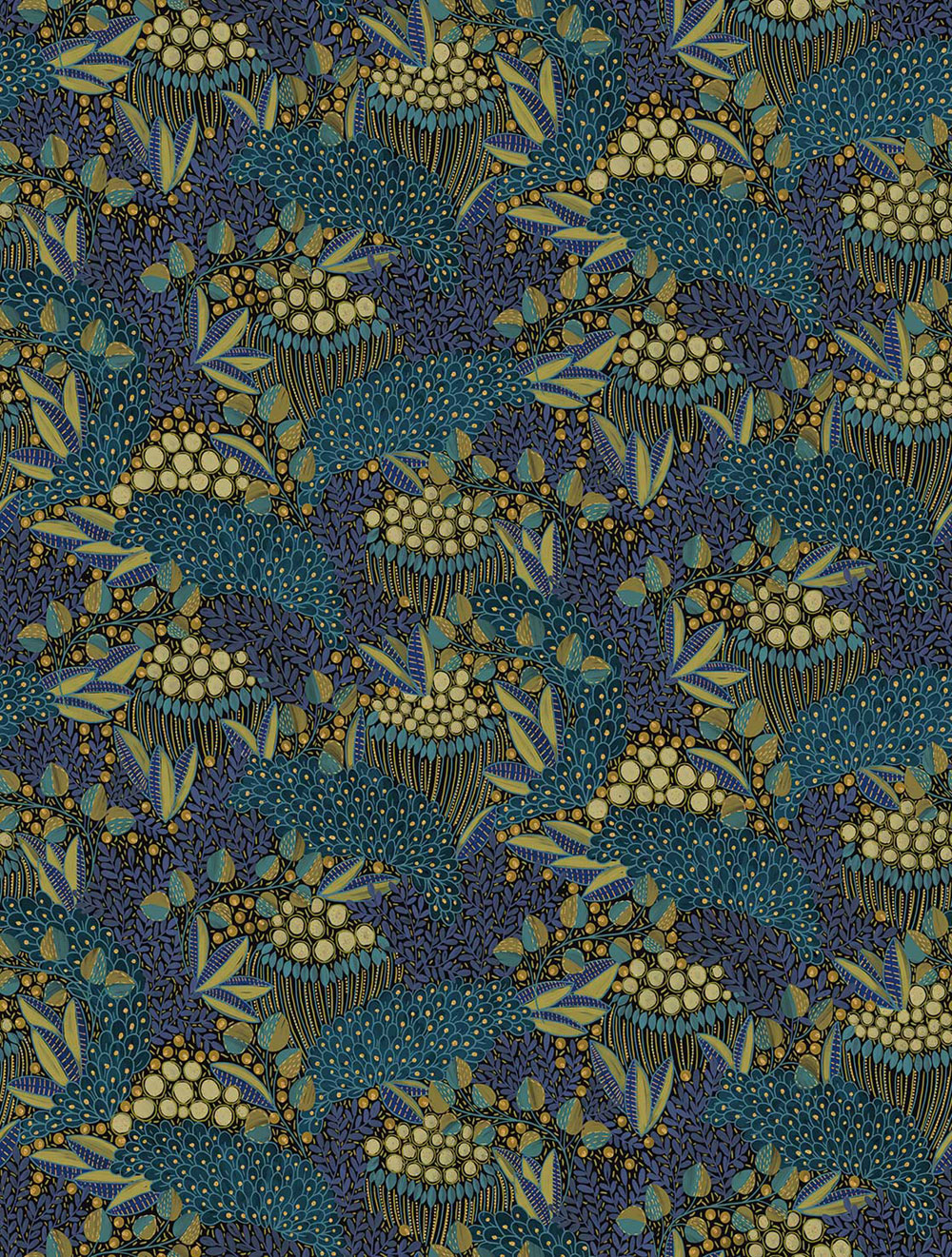 Vliestapete Wandbilder, blau, Blätter, 340287, Solange, Eijffinger