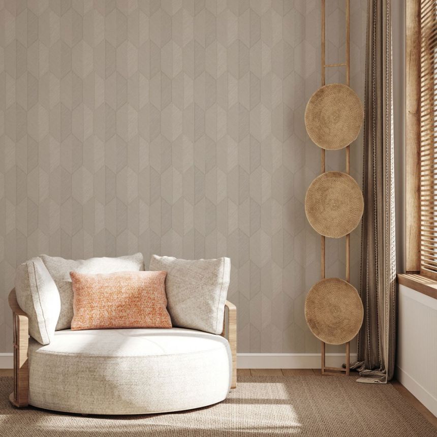 Geometrische Vliestapete, beige, 1501-3, Vera, AdaWall