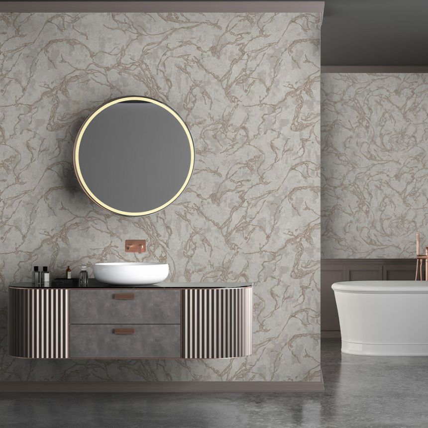 Vliestapete, grau-beige, Marmor, 1503-3, Vera, AdaWall
