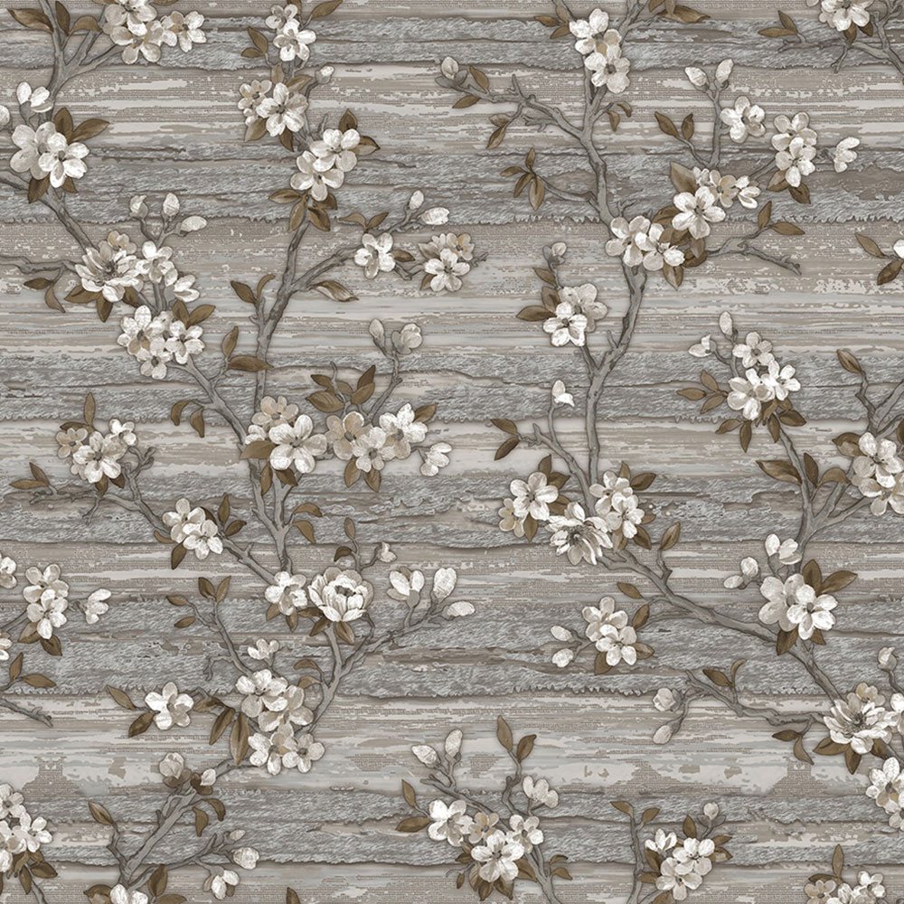 Vliestapete, grau, Blumen, 1505-3, Vera, AdaWall