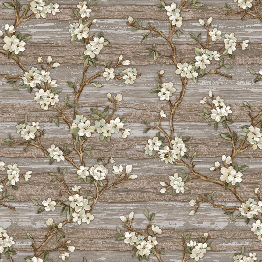 Vliestapete, braun, Blumen, 1505-4, Vera, AdaWall
