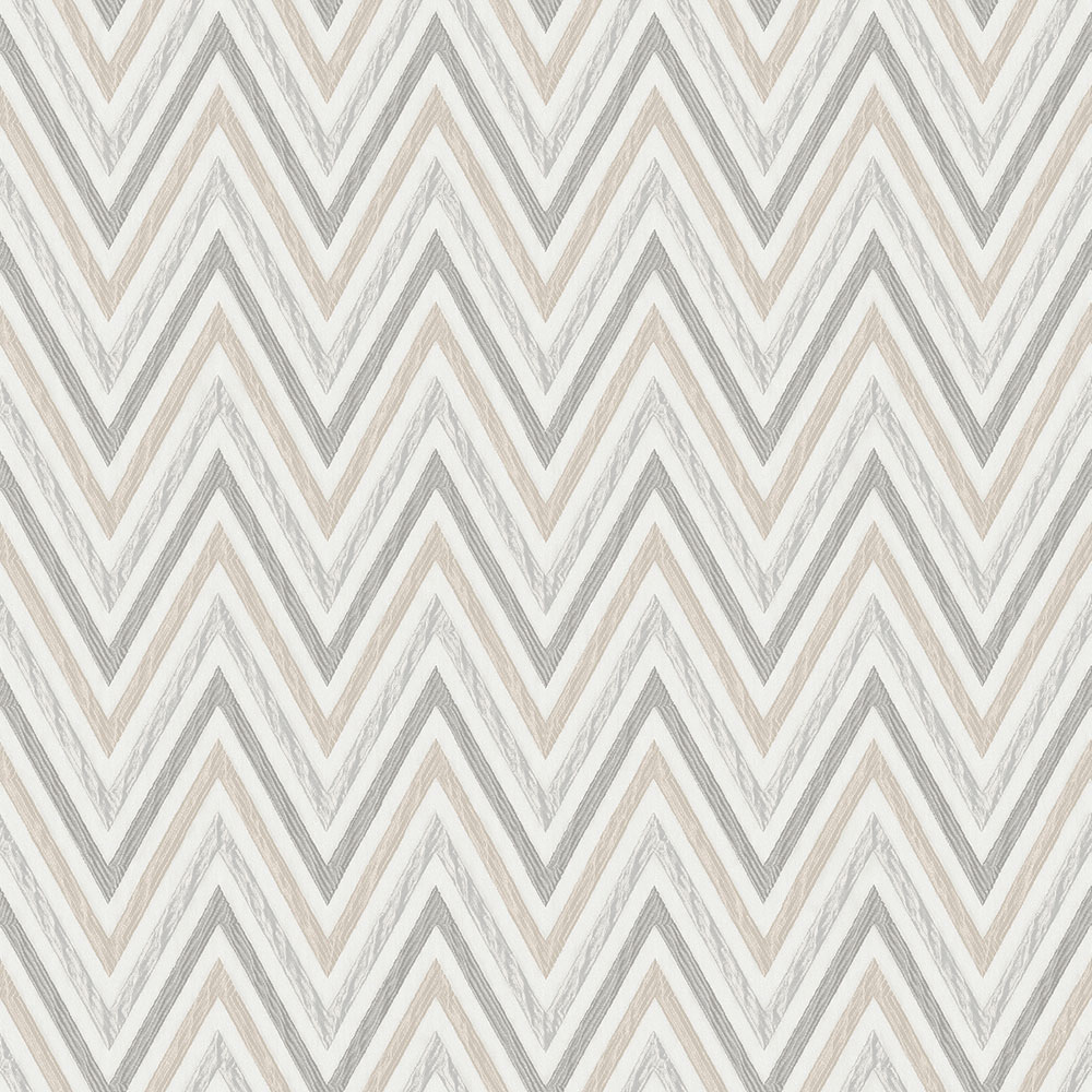 Geometrische Vliestapete, grau-beige, Zickzack-Muster, 1509-3, Vera, AdaWall