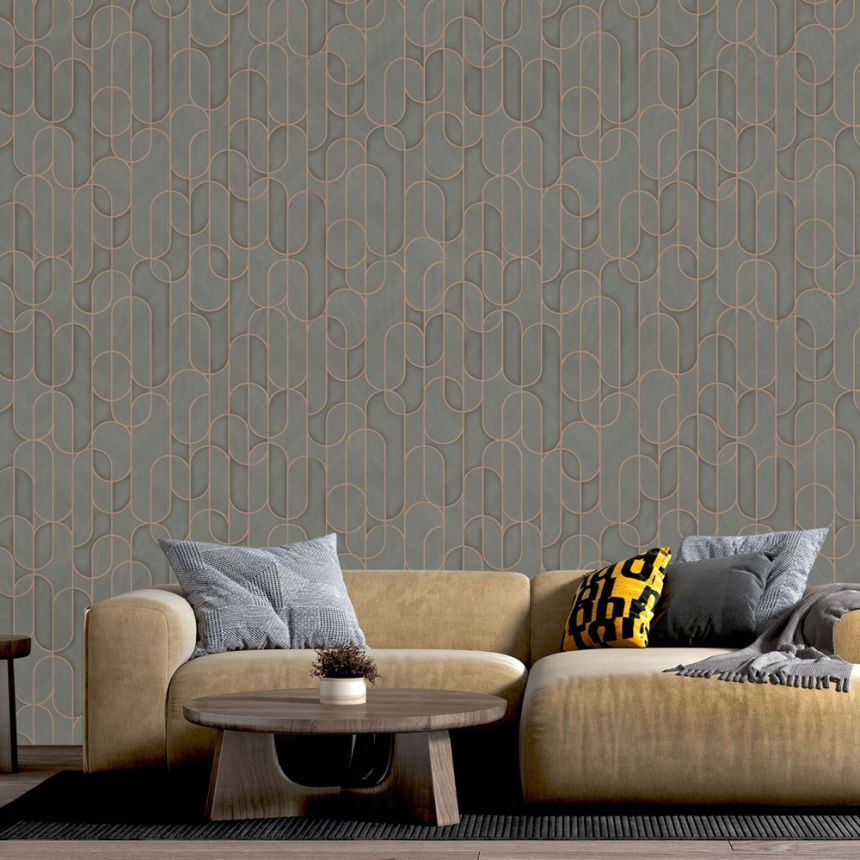 Geometrische Vliestapete, grau, 1514-4, Vera, AdaWall