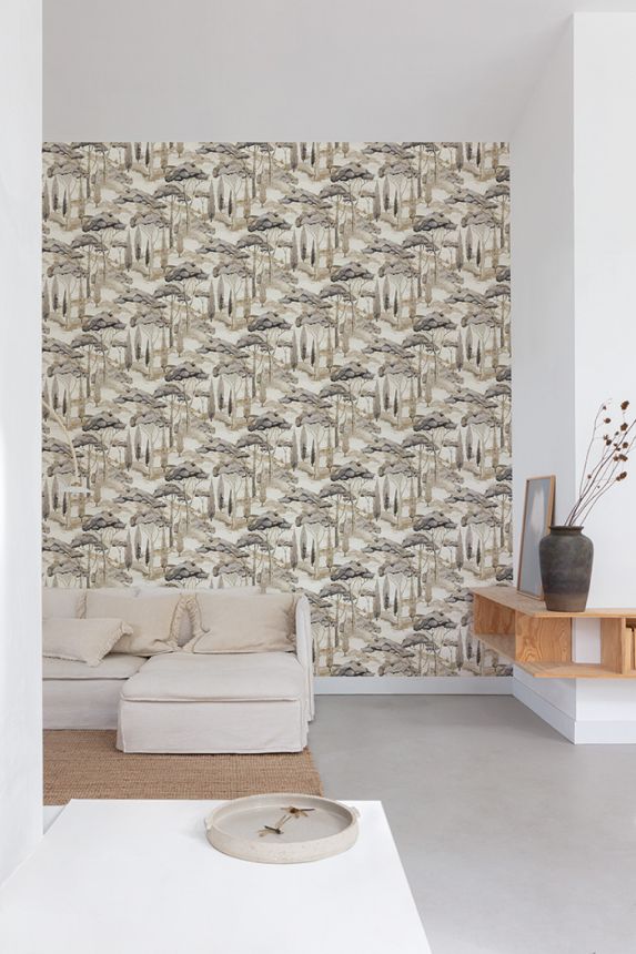 Grau-beige Vliestapete, Natur, Bäume, A69201, Vavex 2026