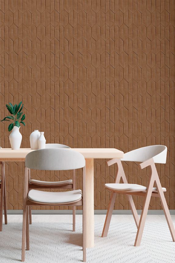 Braune geometrische 3D-Tapete, A65001, Arcadia, Grandeco