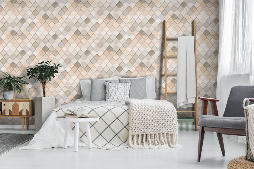 3D Vliestapete, beige, Fliesen, M76007, Artifice, Ugépa