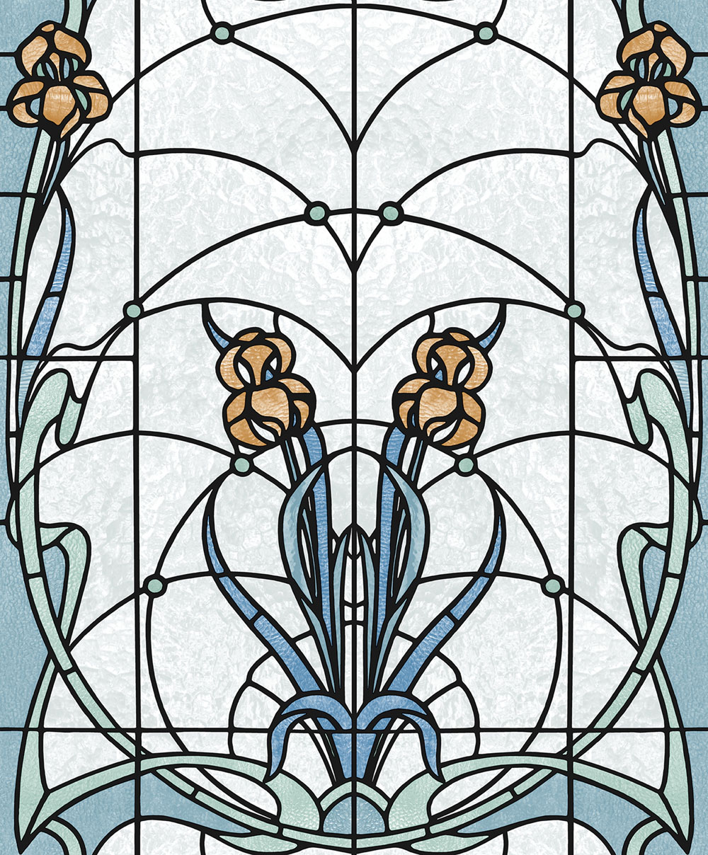 Vliestapete, blaugrünes Buntglas, M79301, Artifice, Ugépa