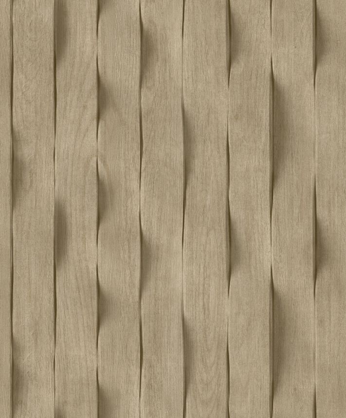 3D-Tapete in brauner Holzpaneel-Optik mit Lamellen, M75608, Brut, Ugépa