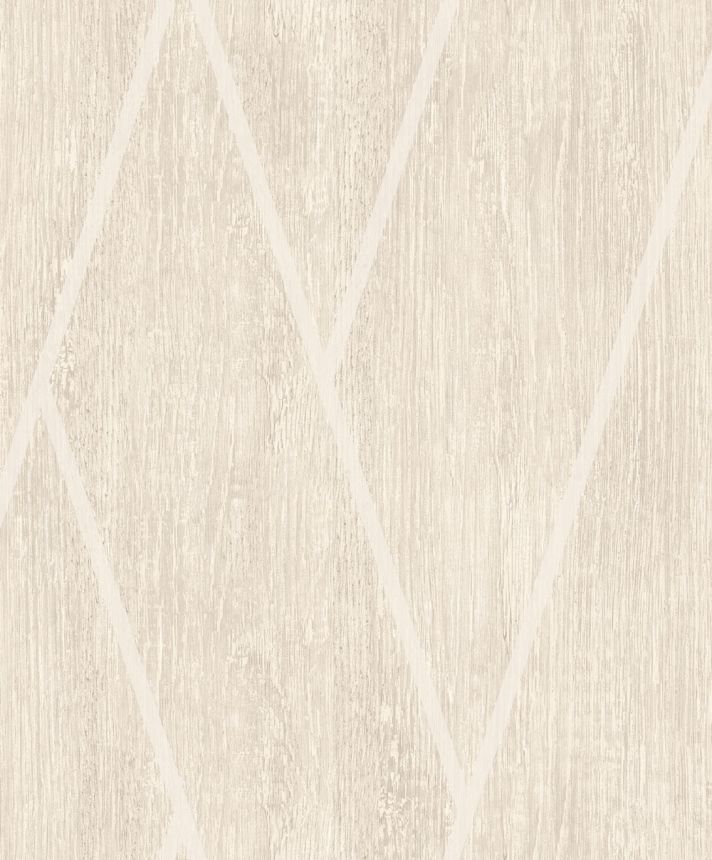 Geometrische Tapete in Creme mit Holzstruktur, M75707, Brut, Ugépa