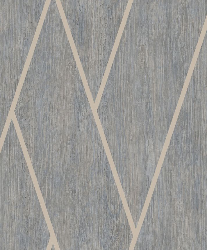 Geometrische Tapete in Grau mit Holzstruktur, M75709, Brut, Ugépa