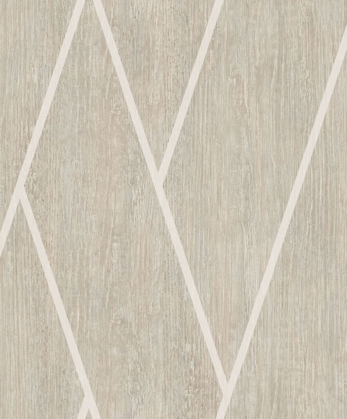 Geometrische Tapete in Beige mit Holzstruktur, M75717, Brut, Ugépa